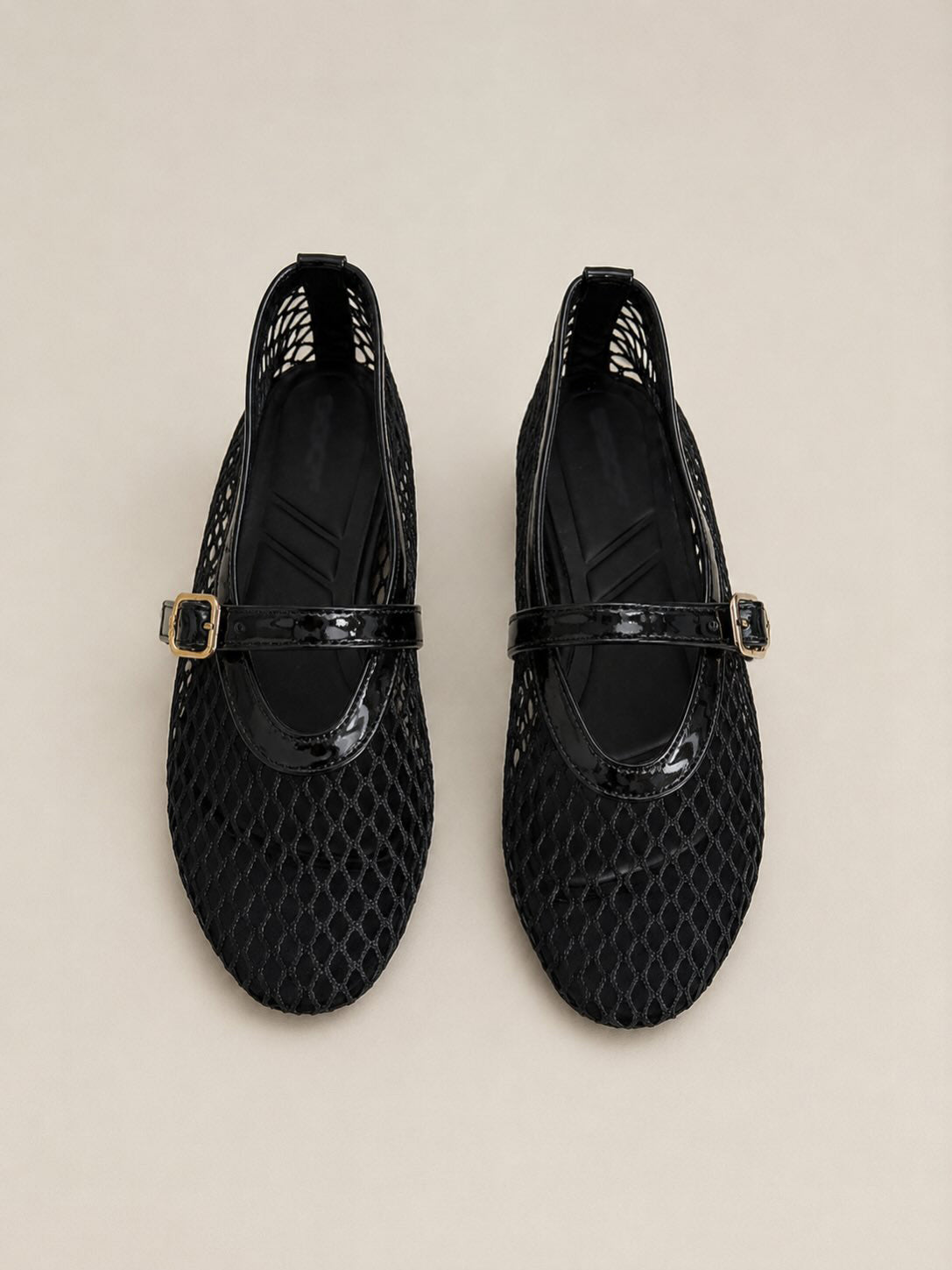 Hollow Mesh Strap Mary Jane Flat Shoes