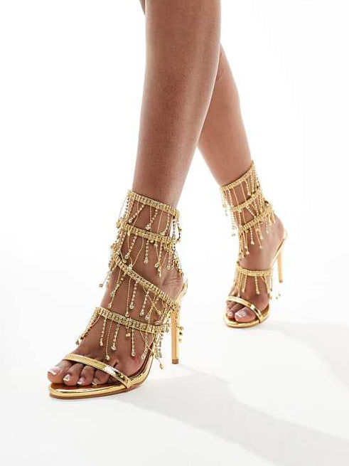 Ladies' Statement Sparkling Rhinestone Wrap-Around Heels