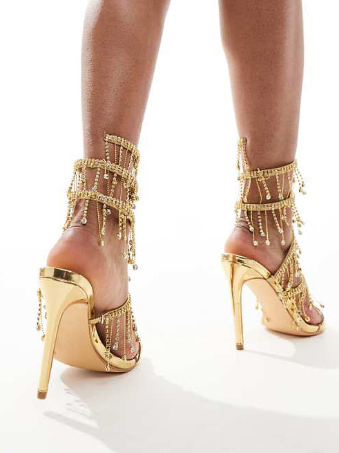 Ladies' Statement Sparkling Rhinestone Wrap-Around Heels