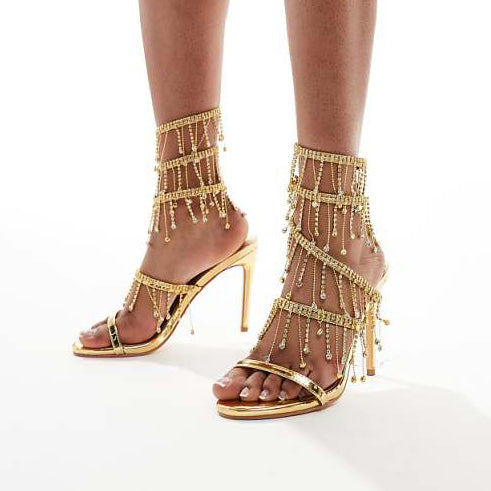 Ladies' Statement Sparkling Rhinestone Wrap-Around Heels