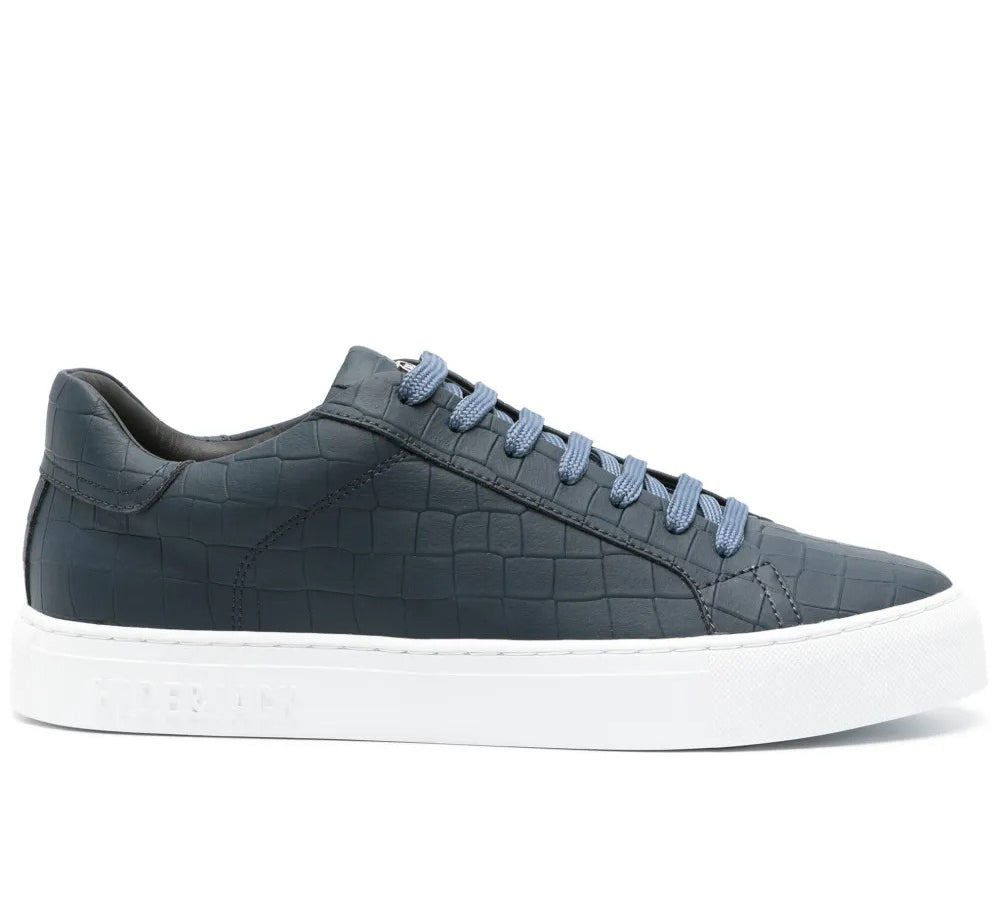 Men's Casual Shoes - Blue Faux Crocodile Pattern Low-Top Comfort Style