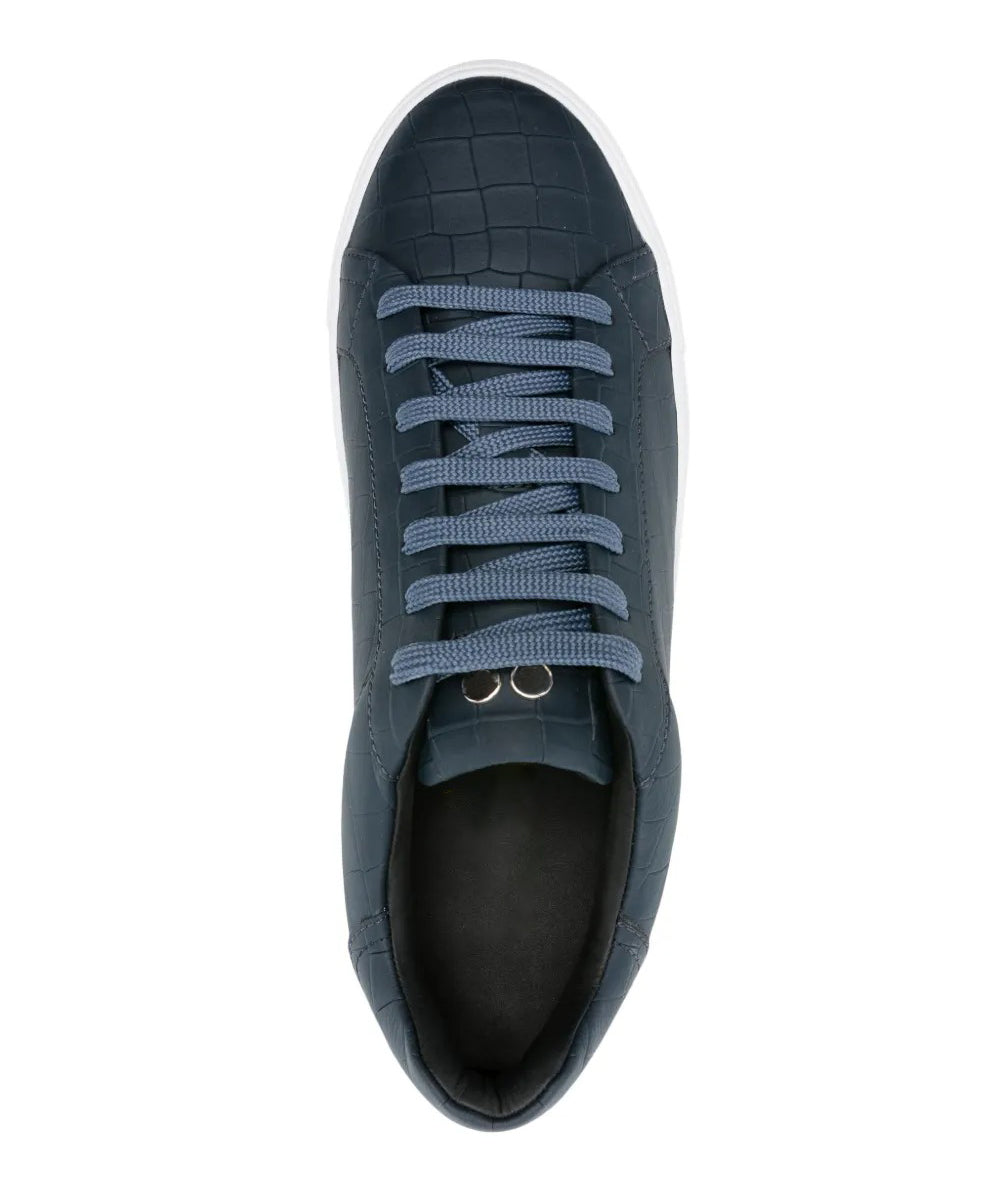 Men's Casual Shoes - Blue Faux Crocodile Pattern Low-Top Comfort Style