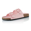 Women's Double Buckle Suede Cork Slides