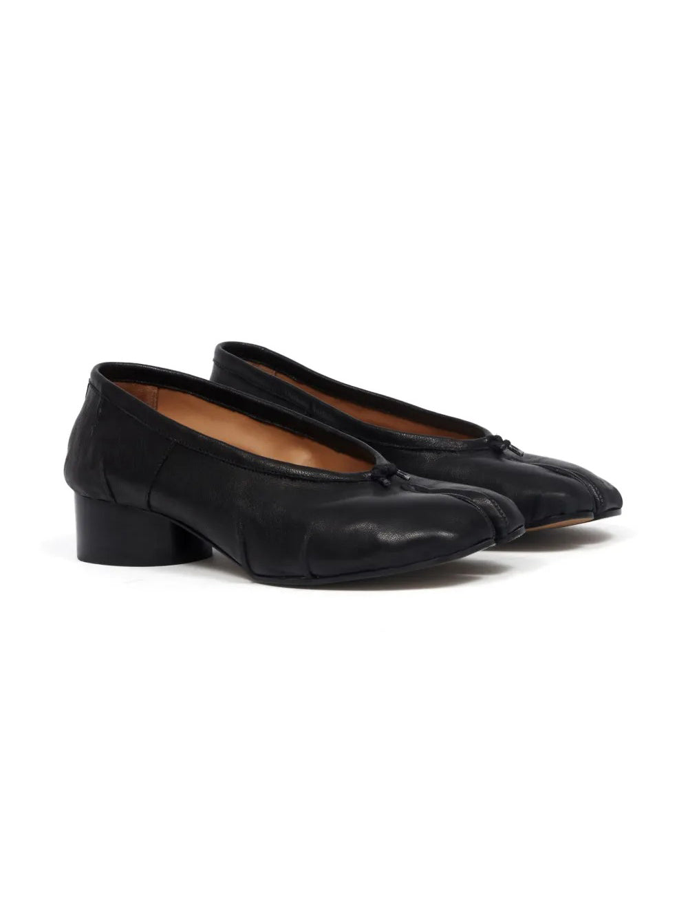 Women's Tabi Split-Toe Leather Block-Heel Ballet Flats