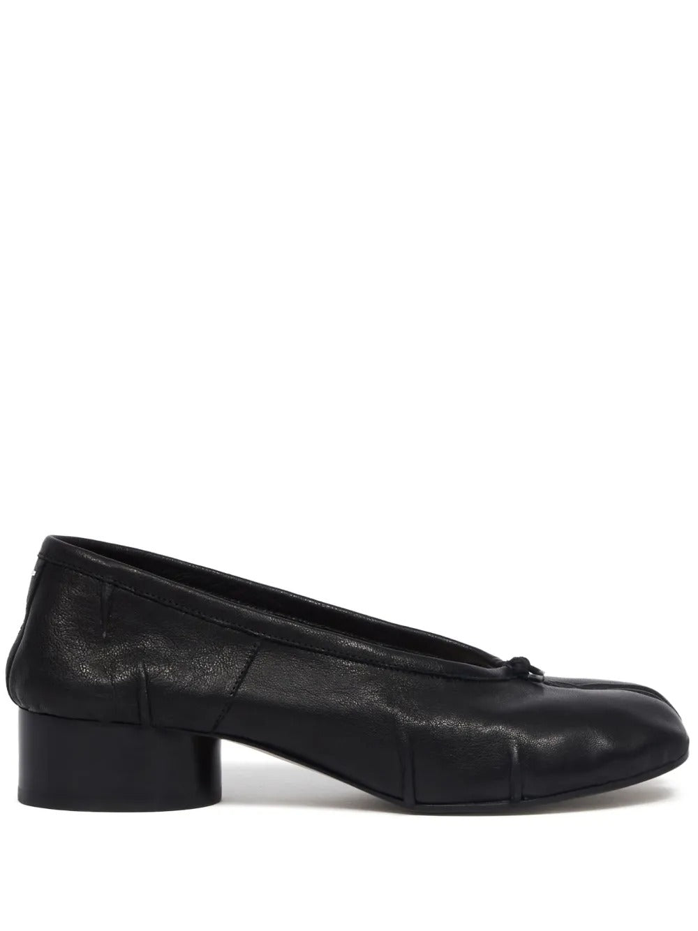 Women's Tabi Split-Toe Leather Block-Heel Ballet Flats