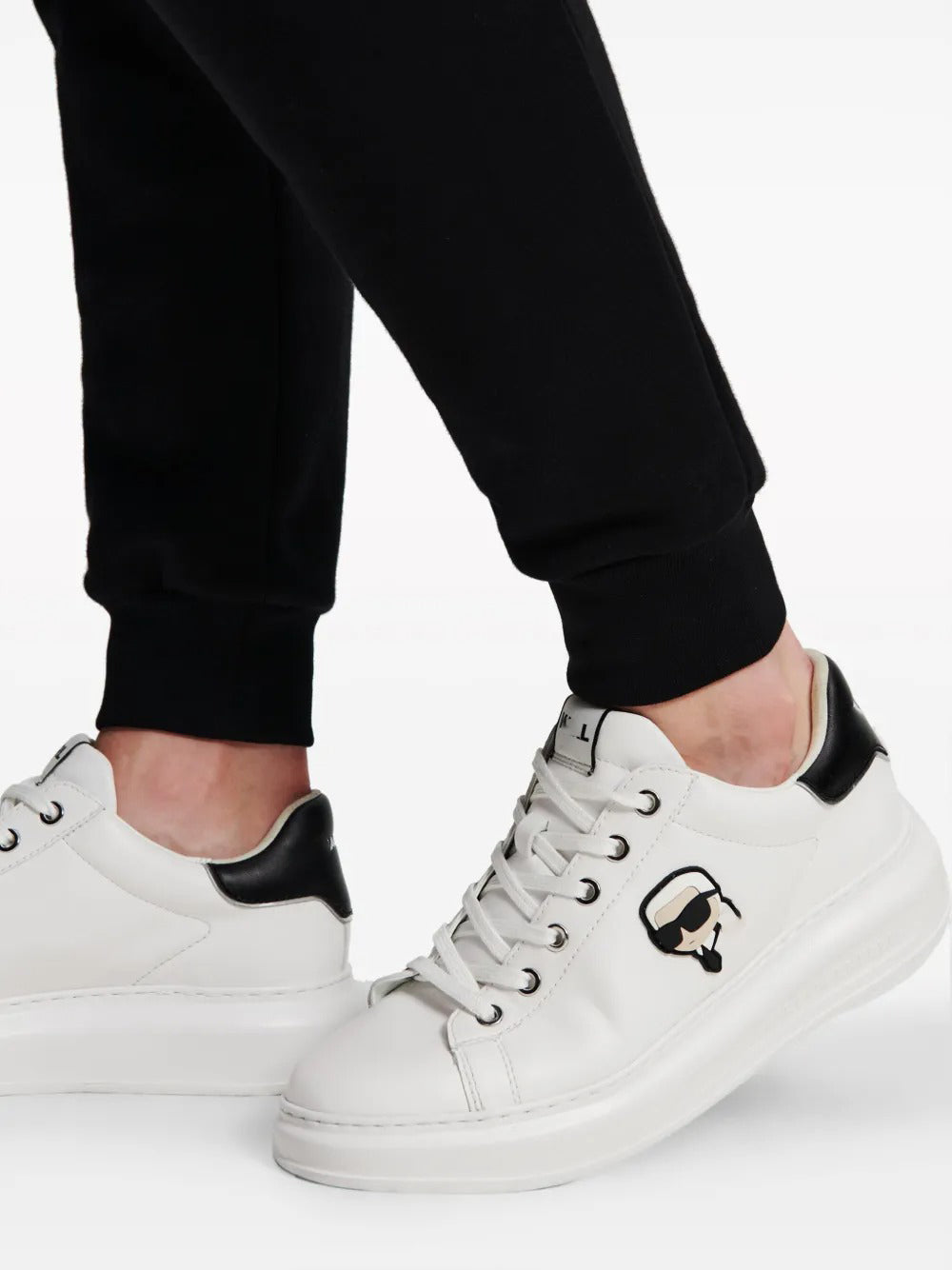 Men's White Leather Cartoon Patch Casual Shoes