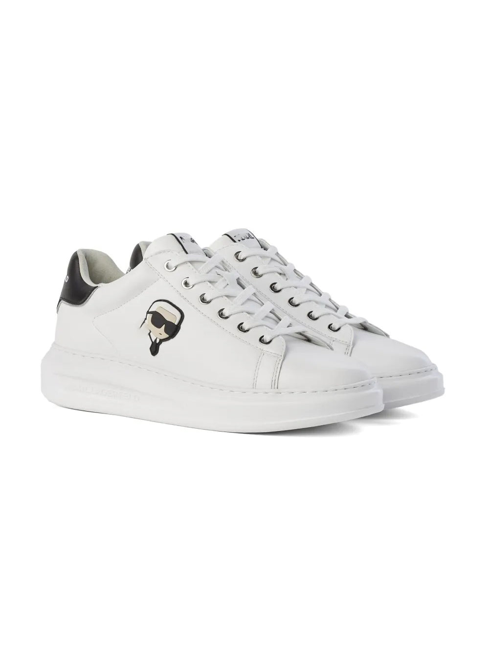 Men's White Leather Cartoon Patch Casual Shoes