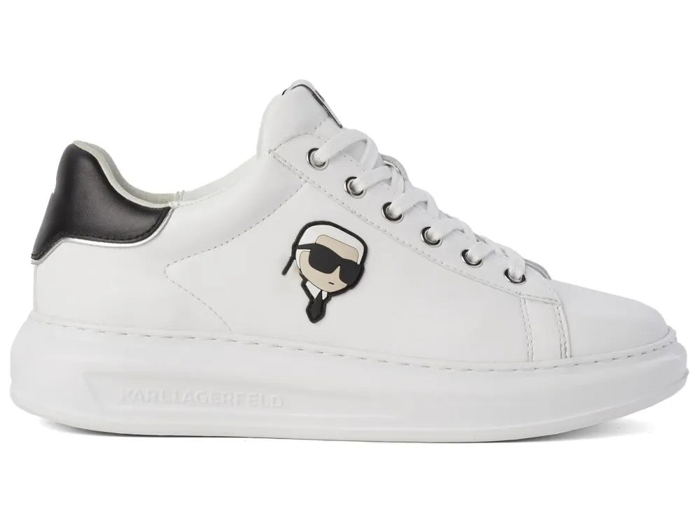 Men's White Leather Cartoon Patch Casual Shoes