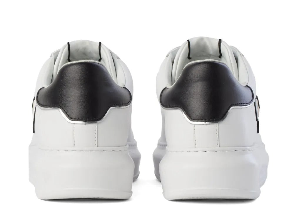 Men's White Leather Cartoon Patch Casual Shoes