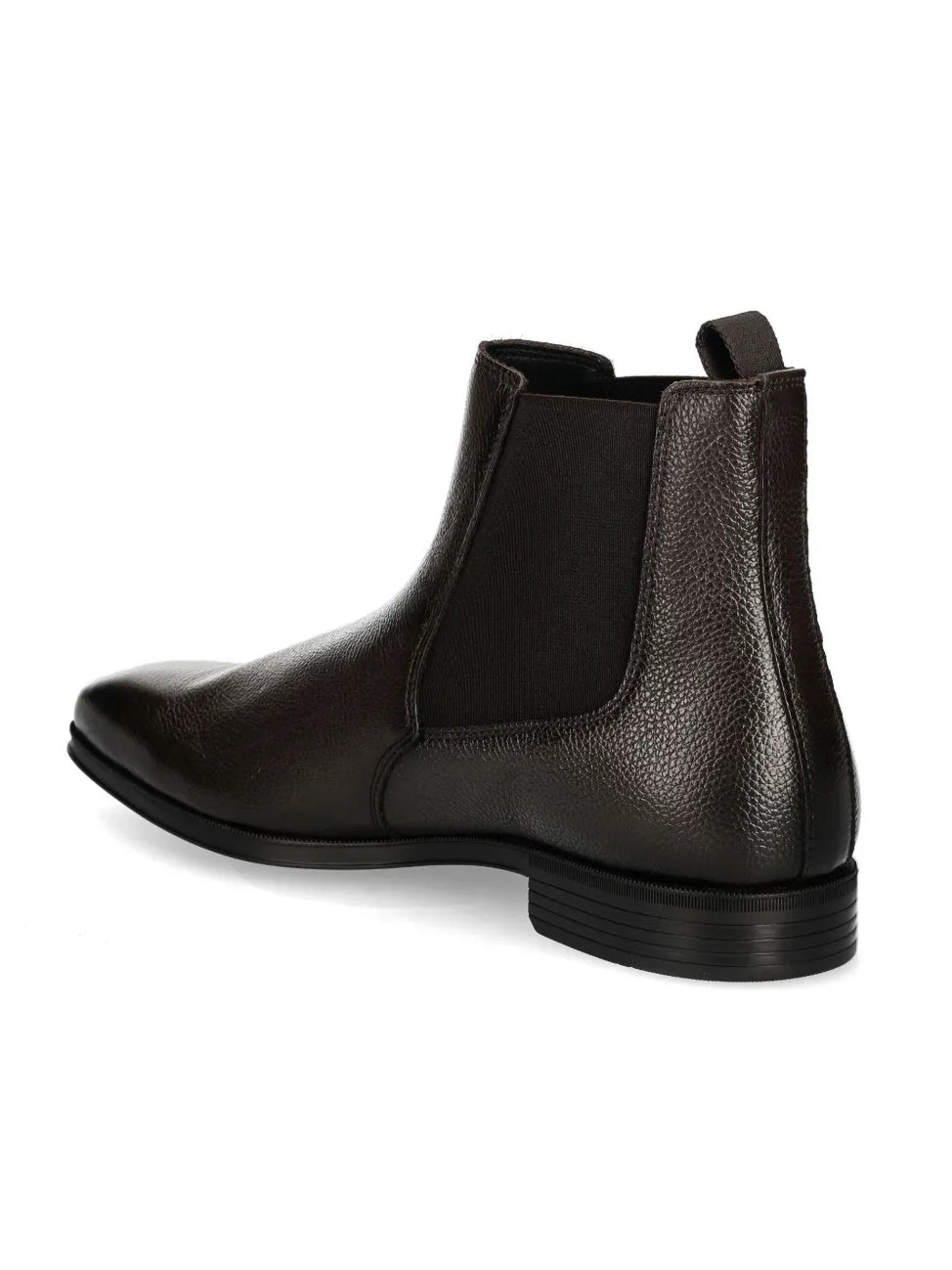 Black Pebbled Leather Chelsea Boots
