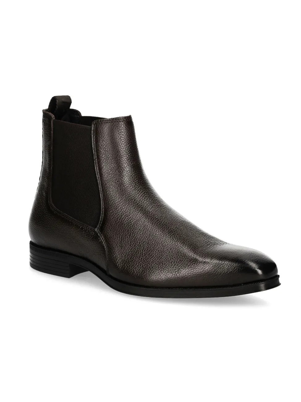 Black Pebbled Leather Chelsea Boots