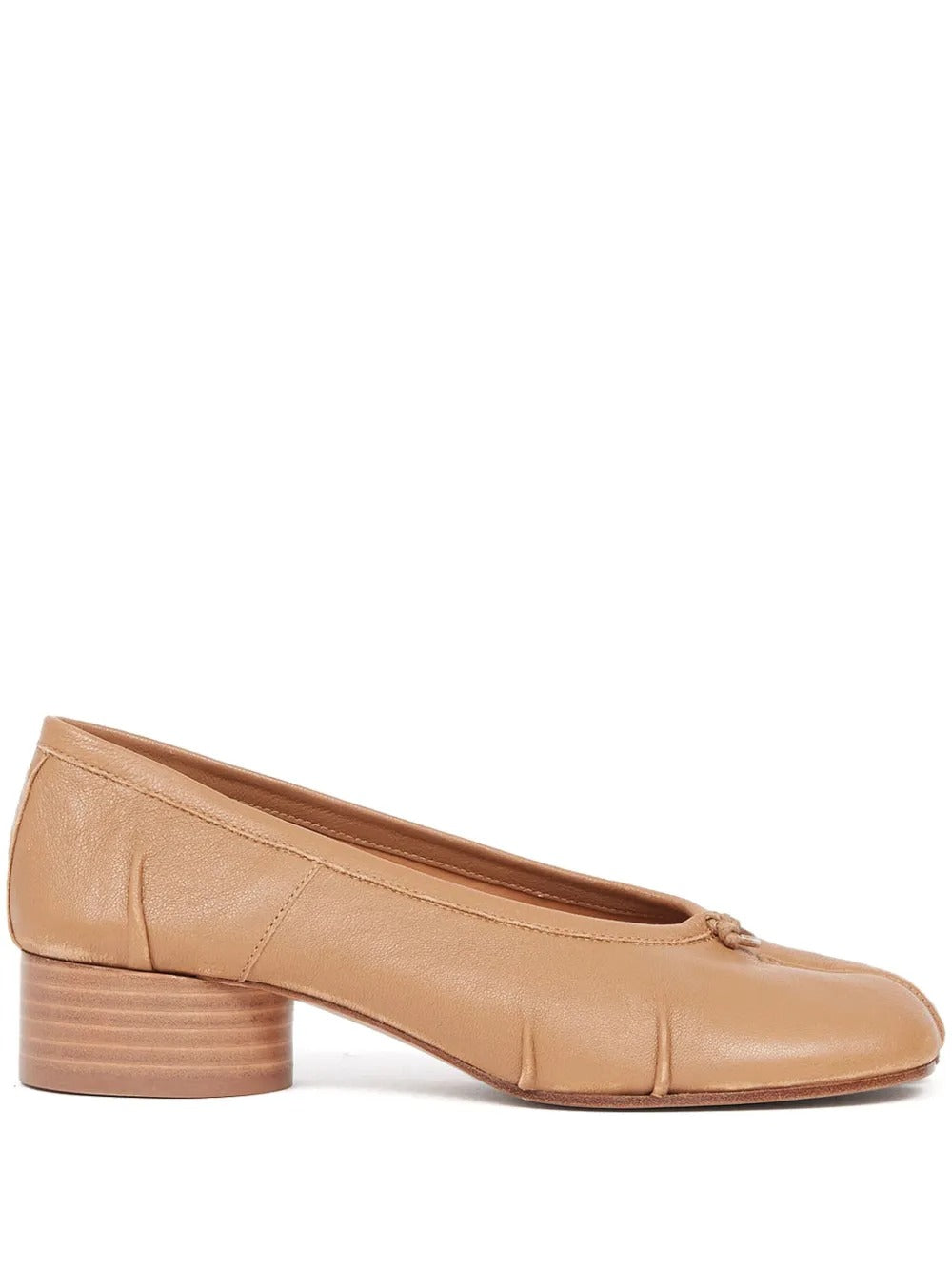 Women's Tabi Split-Toe Leather Block-Heel Ballet Flats
