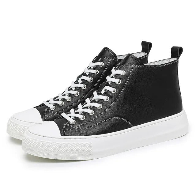 Men's Casual Mid-Top Lace-Up Leather Shoes