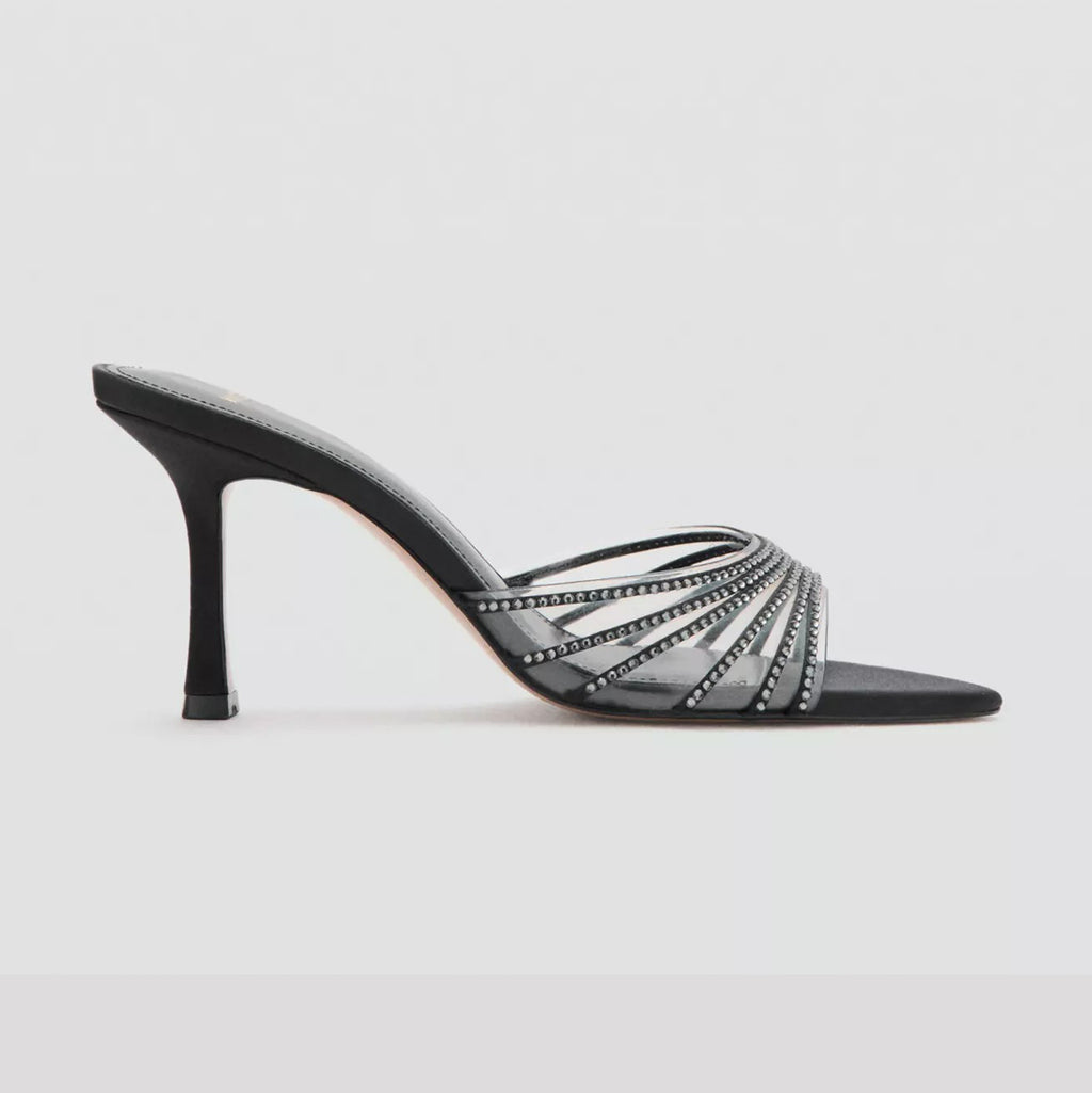 Ladies' Pointed Toe Crystal-Embellished Heel Slides