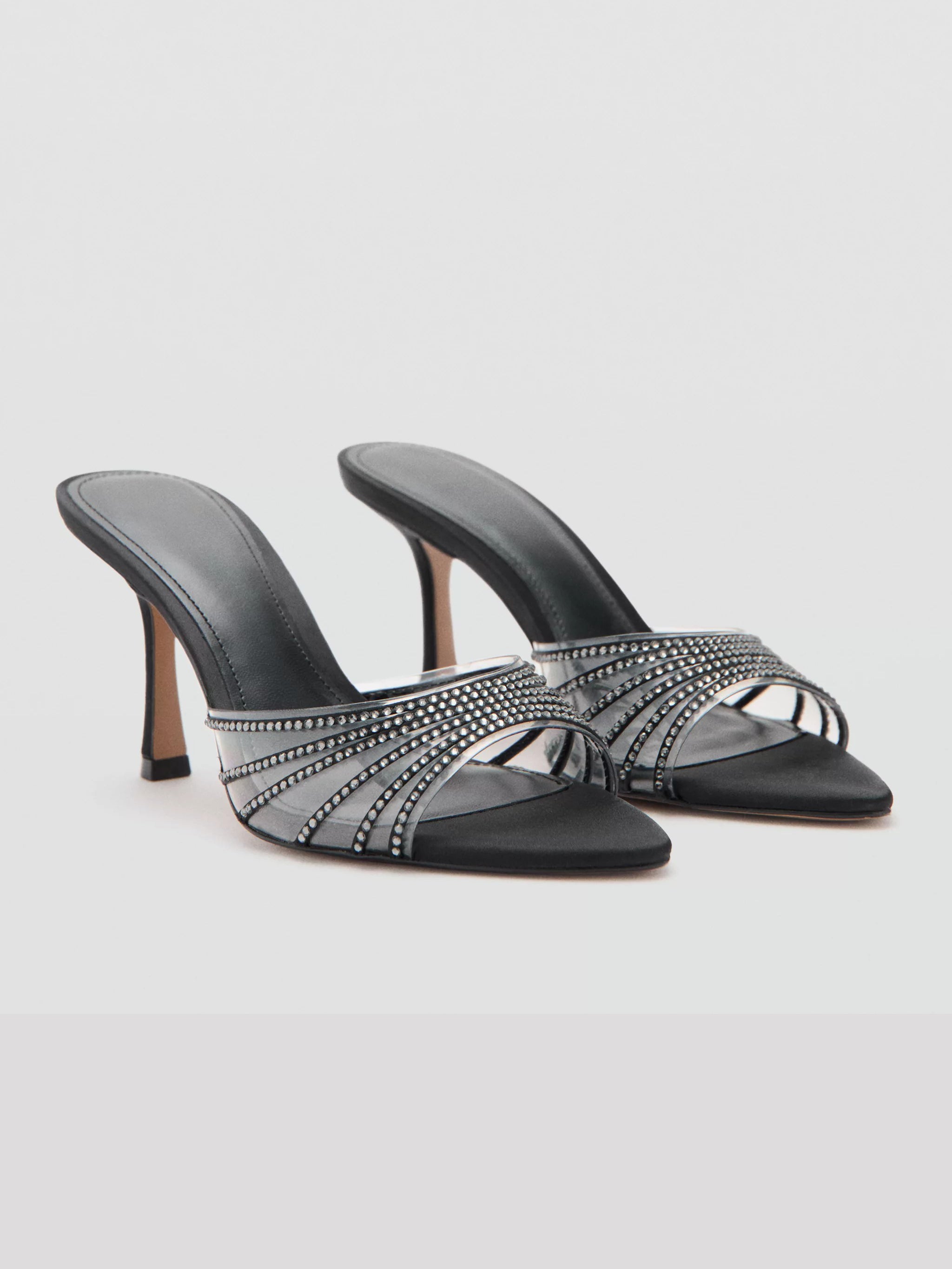 Ladies' Pointed Toe Crystal-Embellished Heel Slides