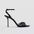 Women's Black Multi-Strap Ankle Strap Stiletto Heel Sandals