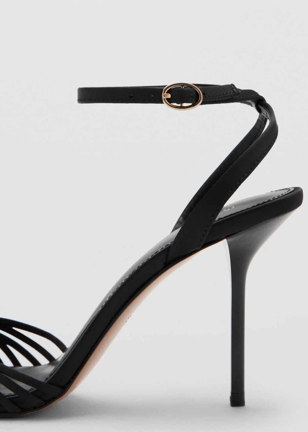 Women's Black Multi-Strap Ankle Strap Stiletto Heel Sandals