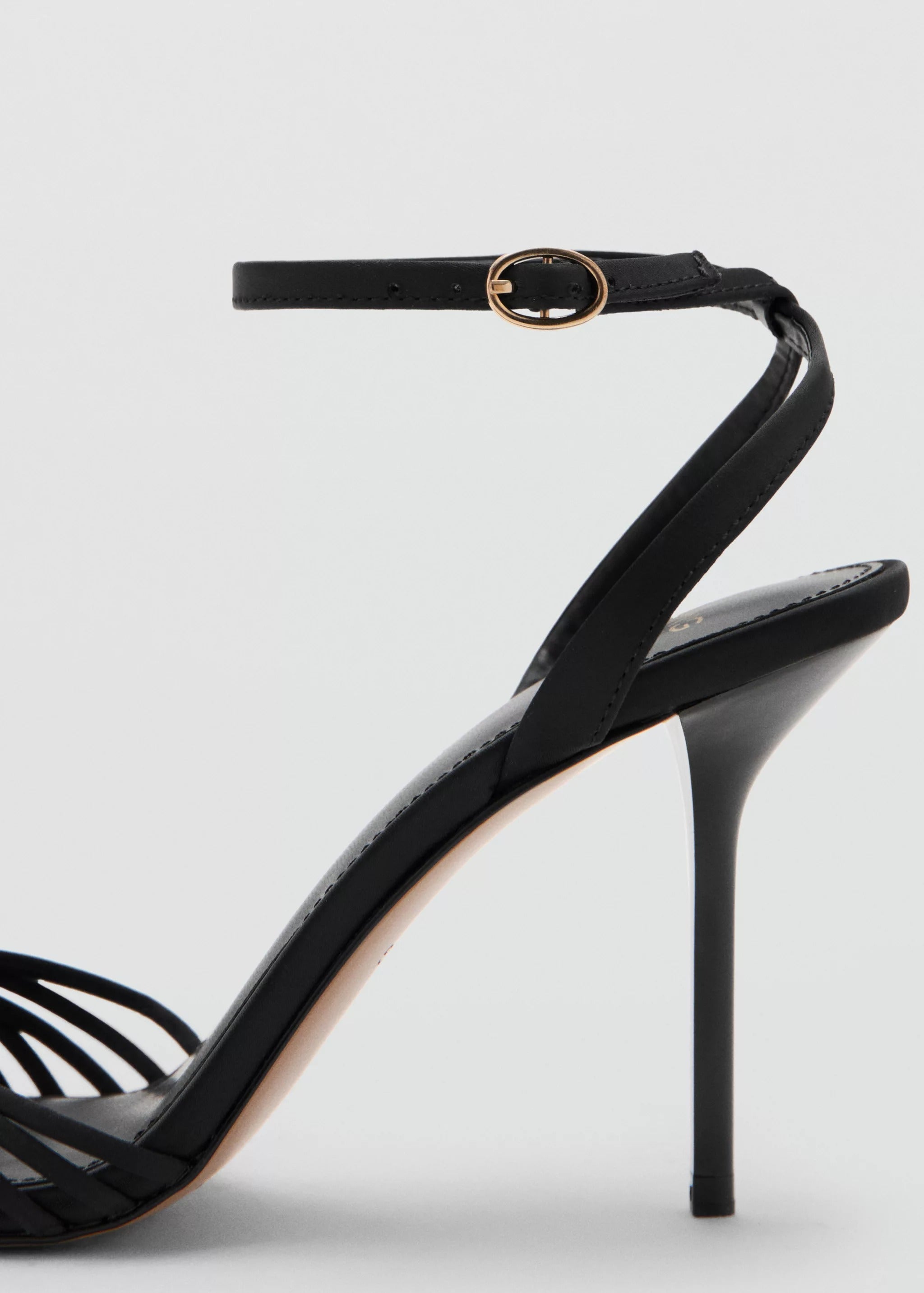 Women's Black Multi-Strap Ankle Strap Stiletto Heel Sandals