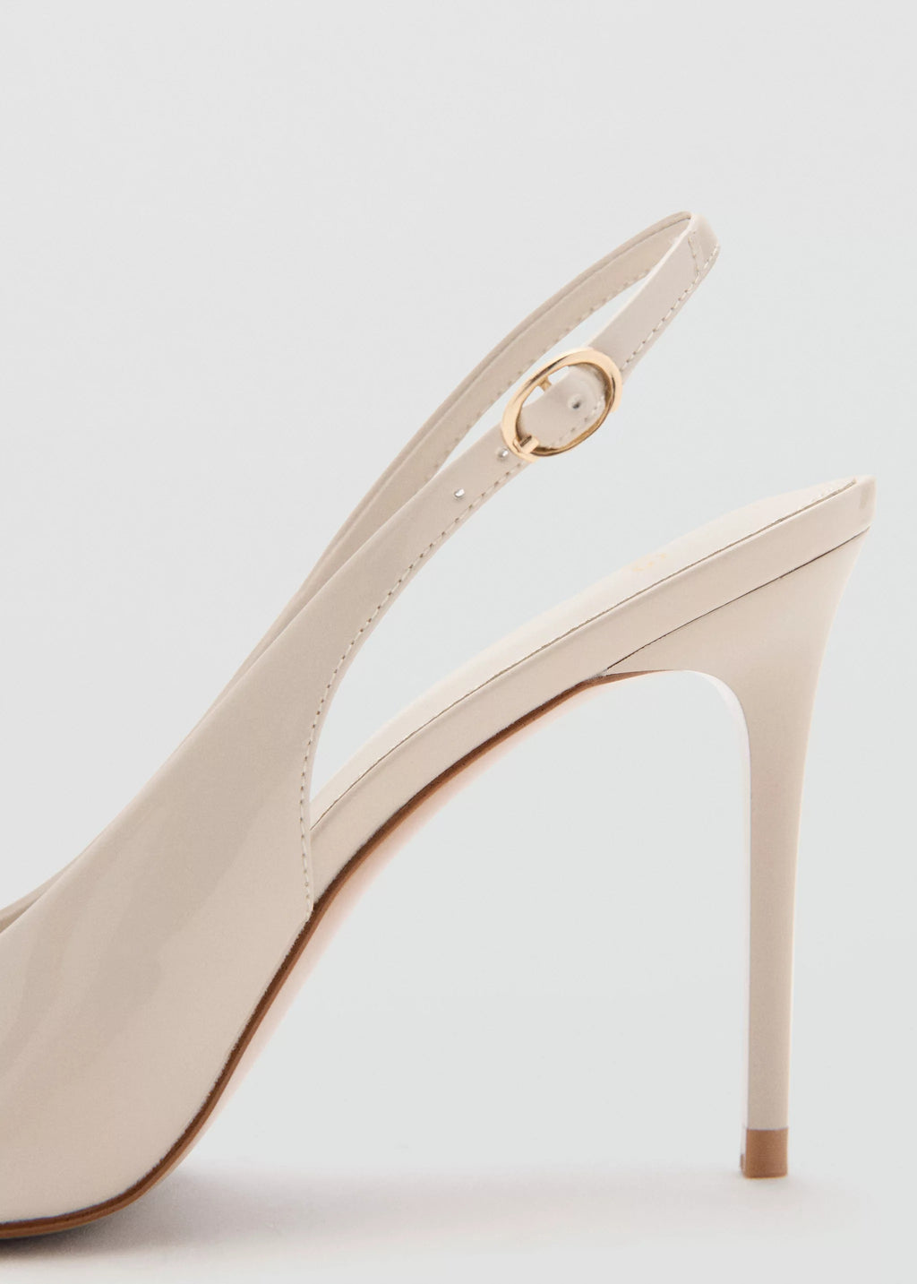 Ladies' Cream Patent Leather Pointed-Toe Slingback Pumps
