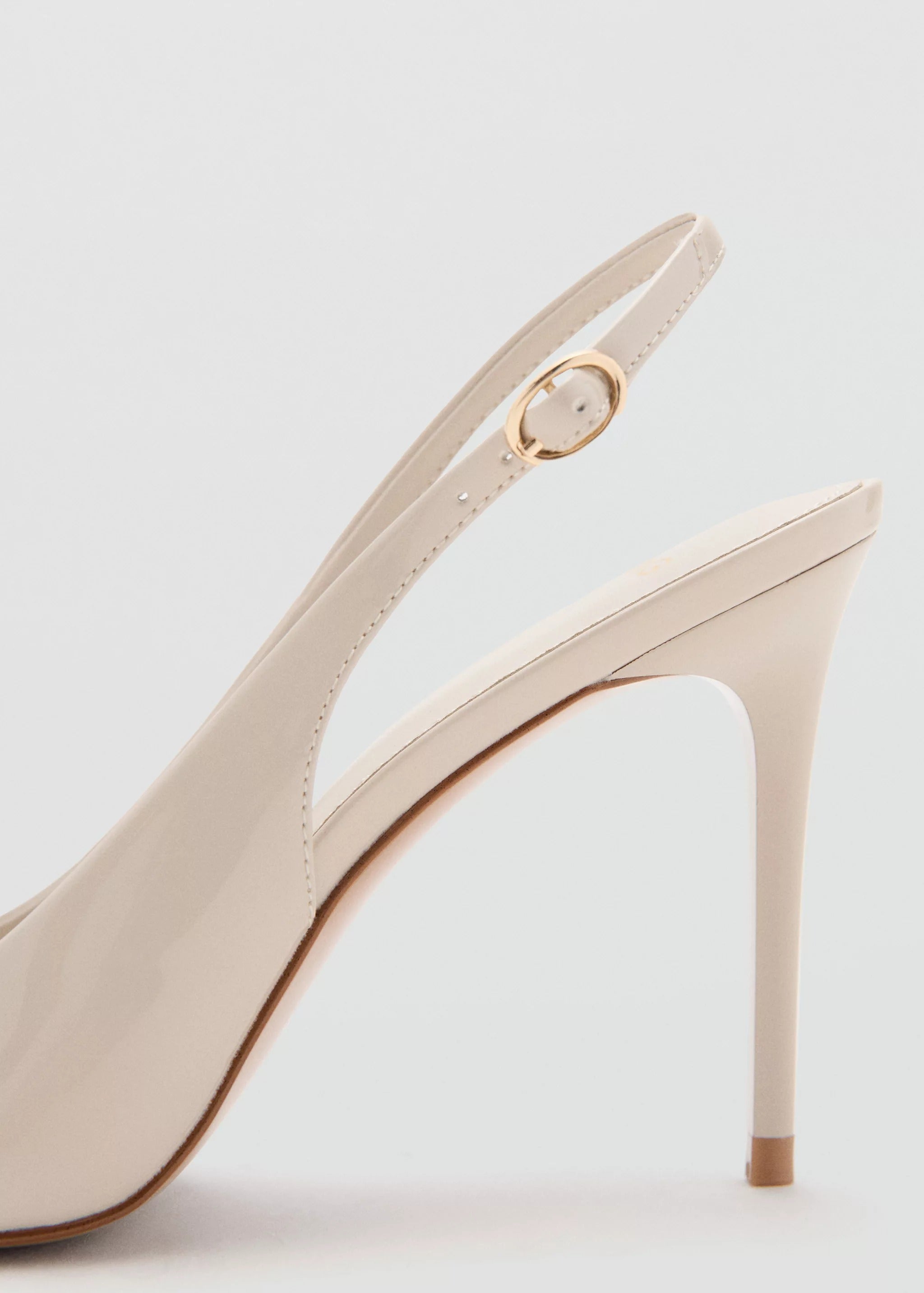 Ladies' Cream Patent Leather Pointed-Toe Slingback Pumps