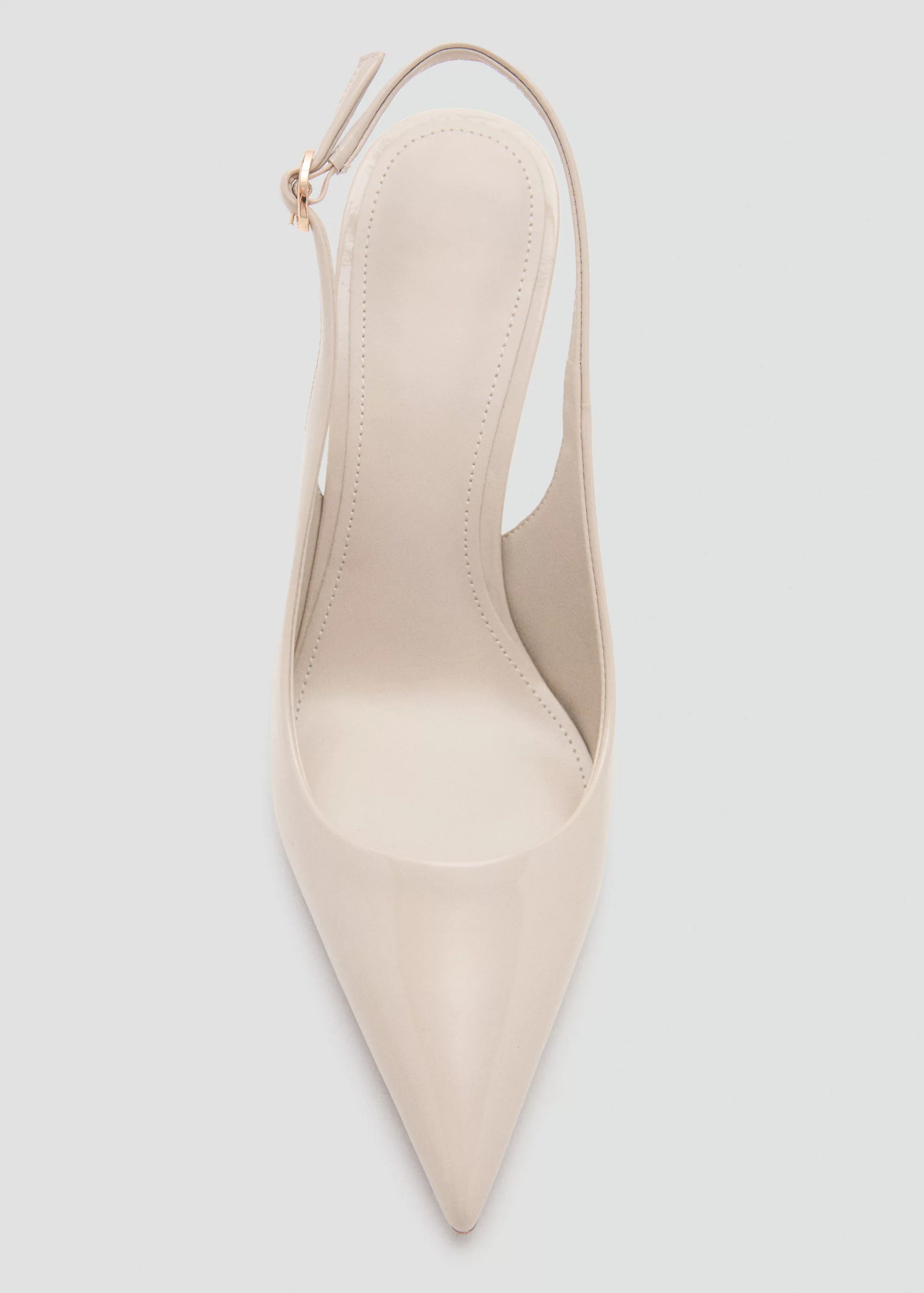 Ladies' Cream Patent Leather Pointed-Toe Slingback Pumps
