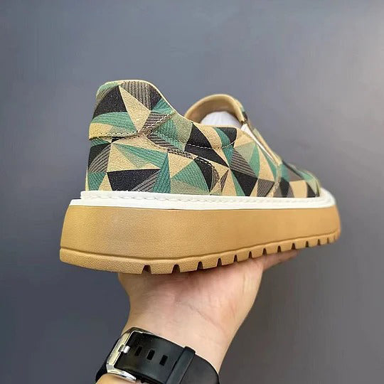 Men's Geometric Print Slip-On Platform Shoes