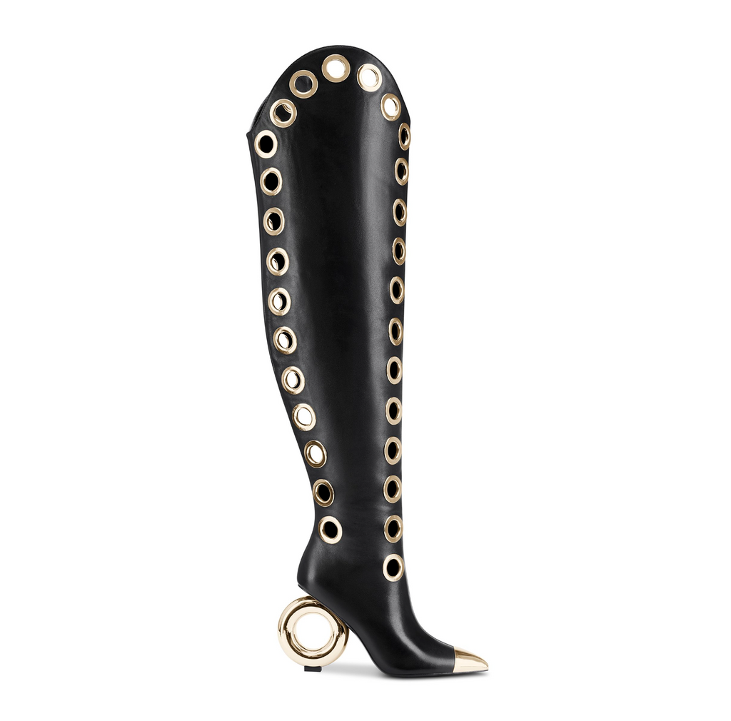(⏰Last Day Promotion $10 OFF)-Over the Knee Boots with Silver Spherical Heels