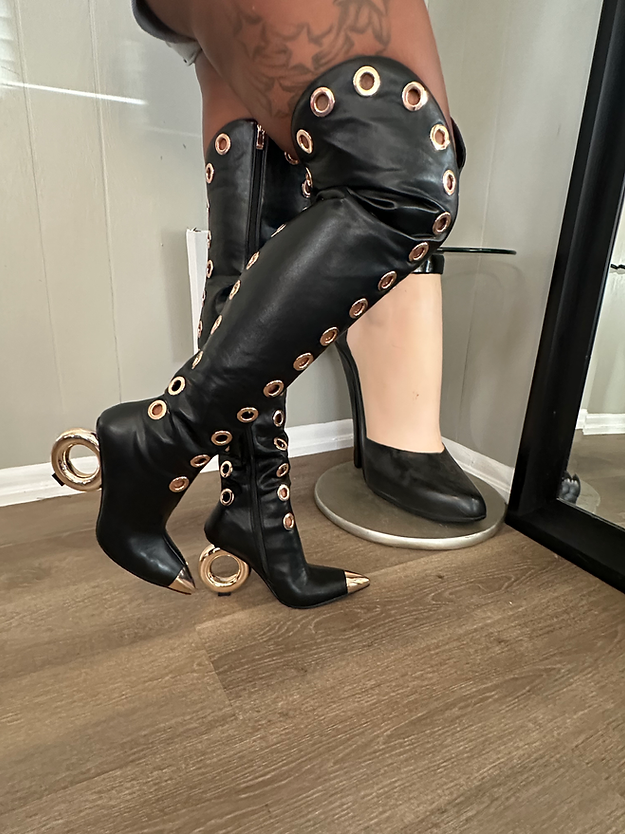 (⏰Last Day Promotion $10 OFF)-Over the Knee Boots with Silver Spherical Heels