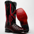 Black/Red Jumbo Python Leather Boots