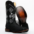 Black Basketweave Leather Boots