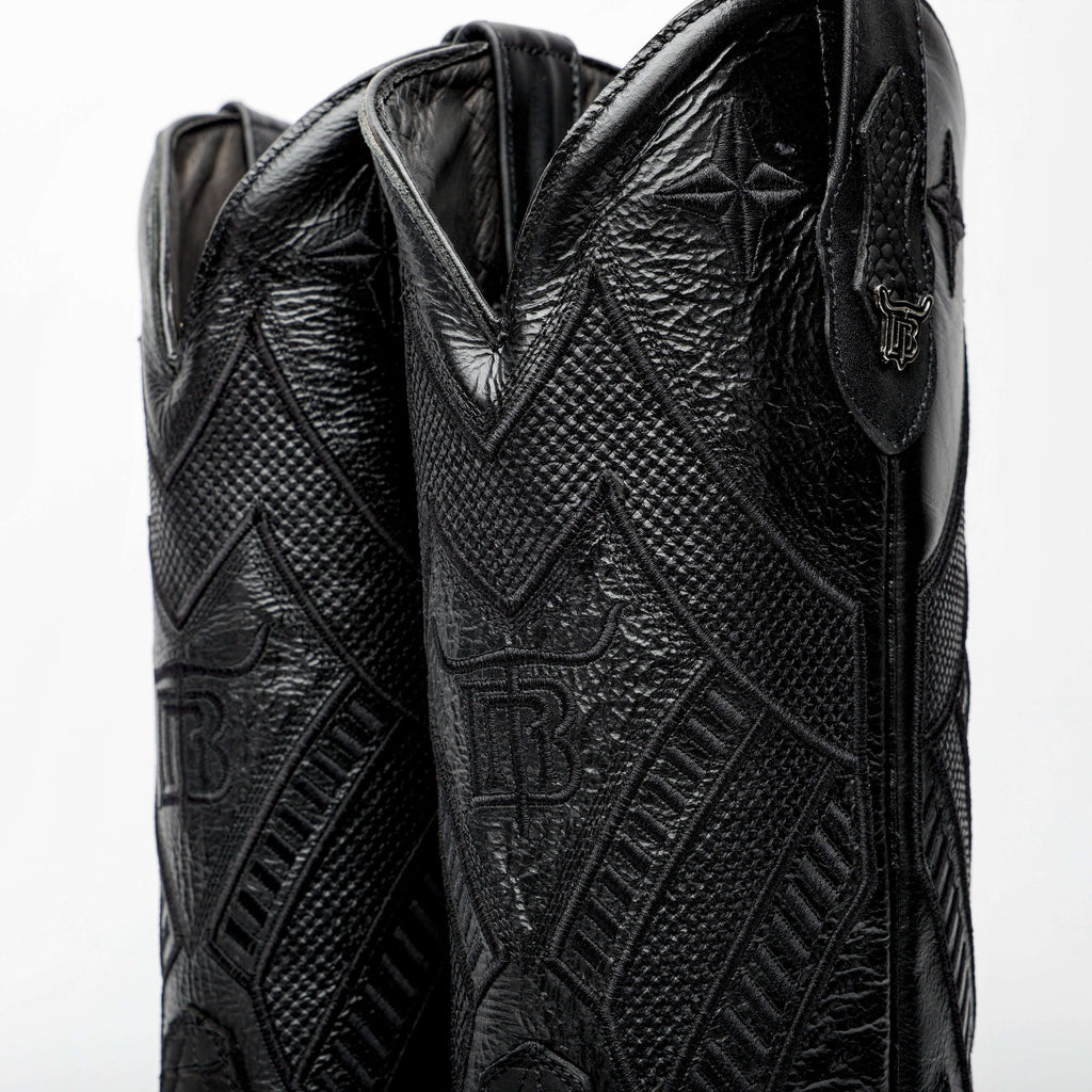 Matte Black Python Leather Boots