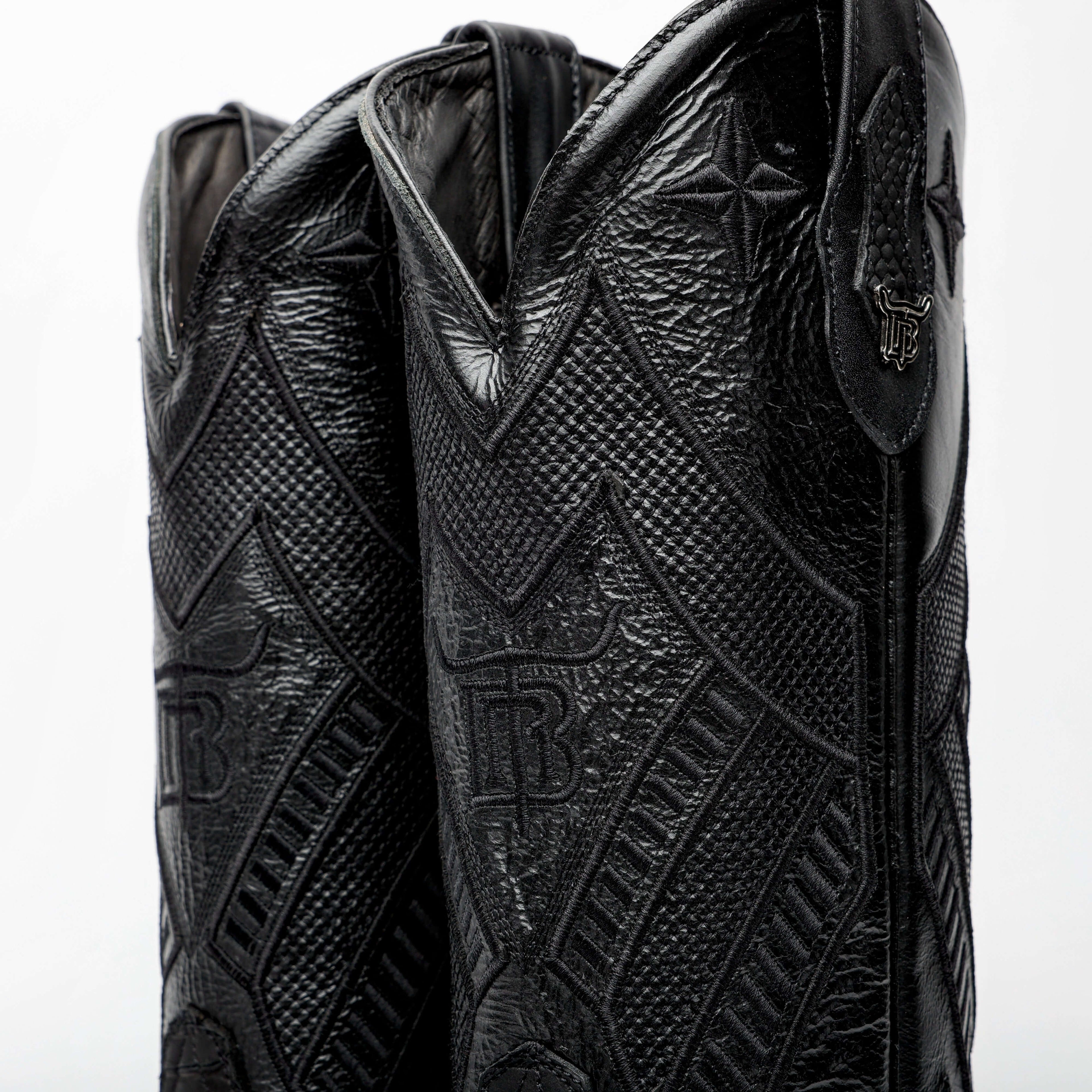 Matte Black Python Leather Boots