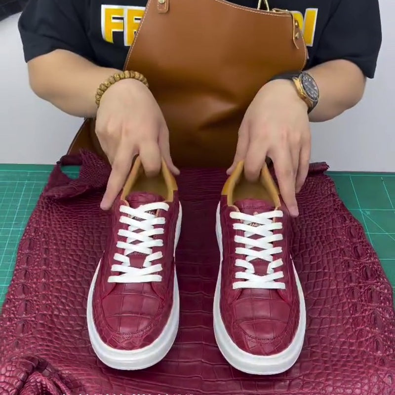 Burgundy Alligator Sneakers