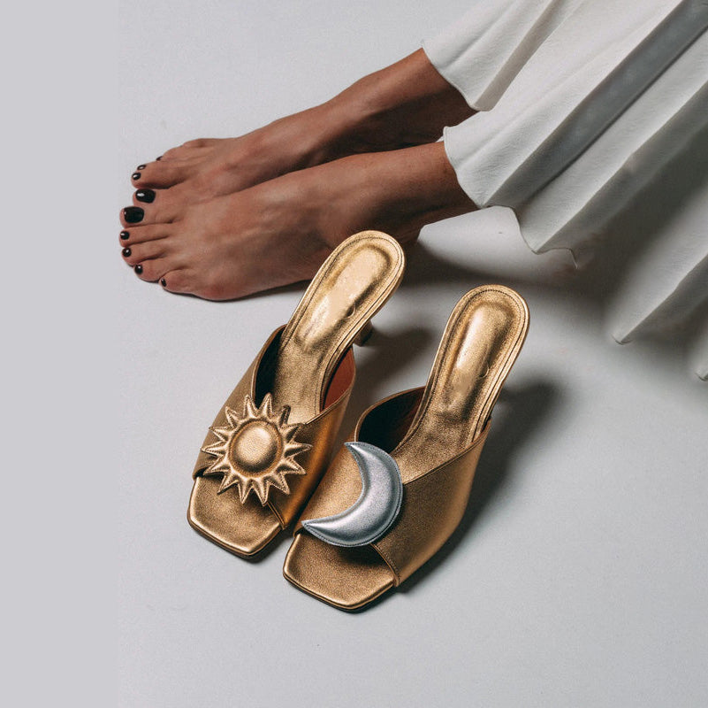 Sun and Crescent Moon Heel