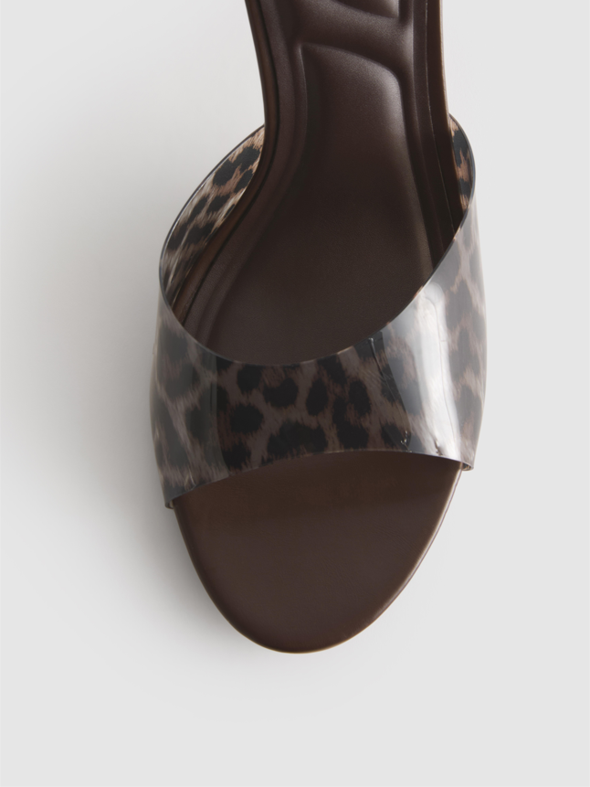 Ladies' Open-Toe Leopard Print High Heel Slide Sandals