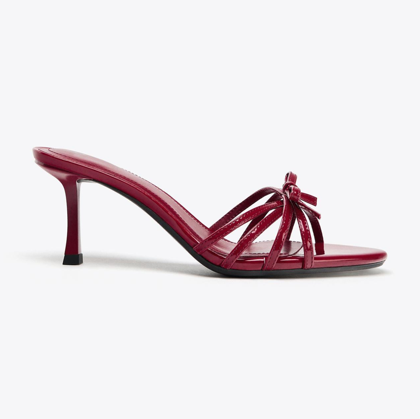 Ladies' Bow Detail Strappy Heeled Mules