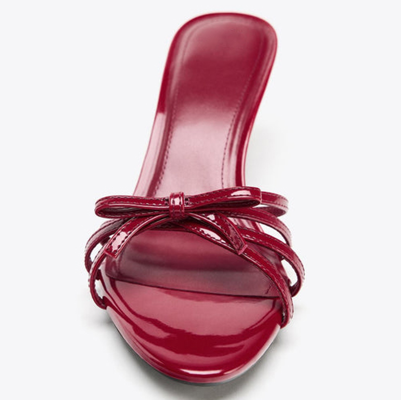 Ladies' Bow Detail Strappy Heeled Mules