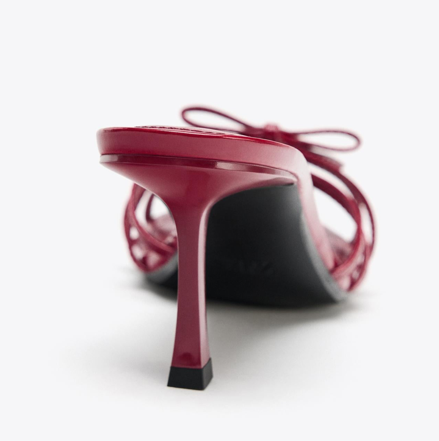 Ladies' Bow Detail Strappy Heeled Mules