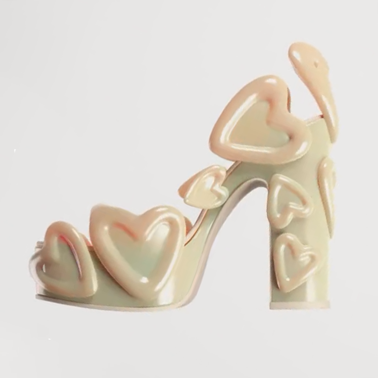 Ladies' Bold 3D Heart Design Open-Toe Heeled Sandals