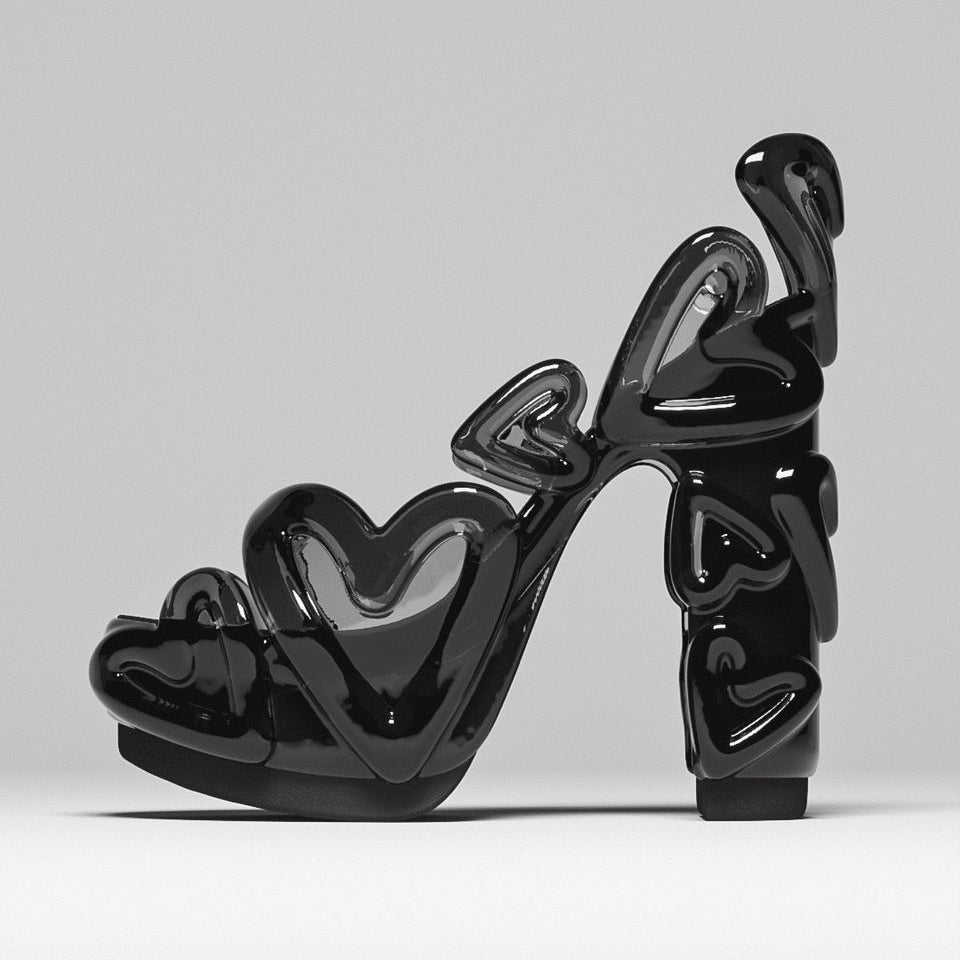 Ladies' Bold 3D Heart Design Open-Toe Heeled Sandals