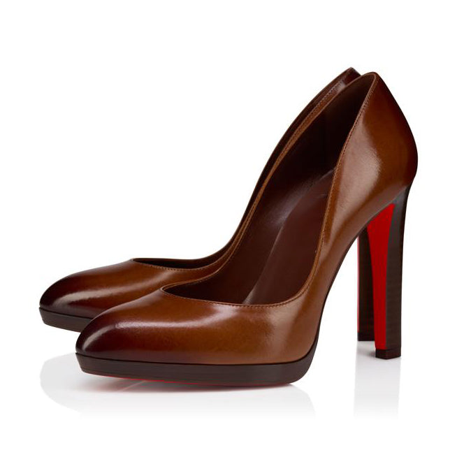 Women's Brown Gradient Leather Platform Stiletto Pumps