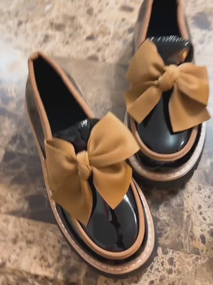 Ladies' Patent Bow Chunky Loafers