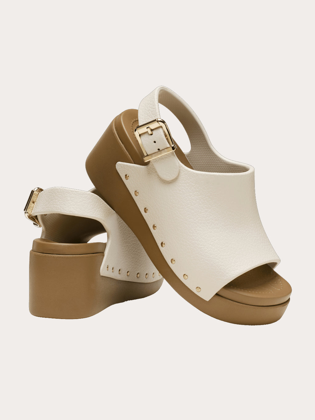 Rivet Open Toe Adjustable Slingback Wedge Platform Sandals