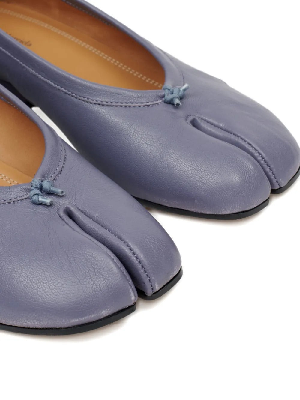 Women's Tabi Split-Toe Leather Block-Heel Ballet Flats