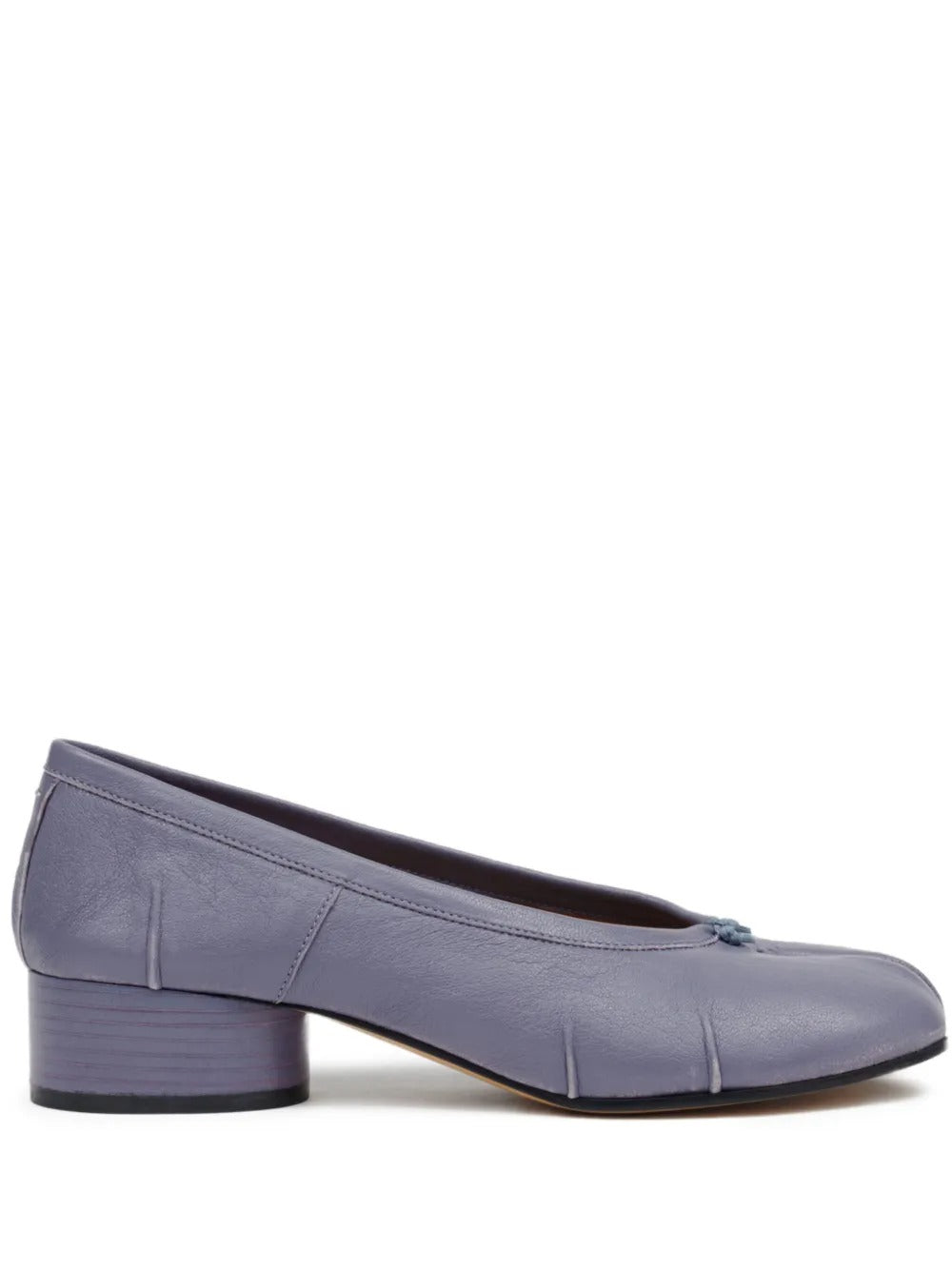 Women's Tabi Split-Toe Leather Block-Heel Ballet Flats