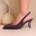 Ladies' Slingback Pointed-Toe Sculptural Heel Pumps