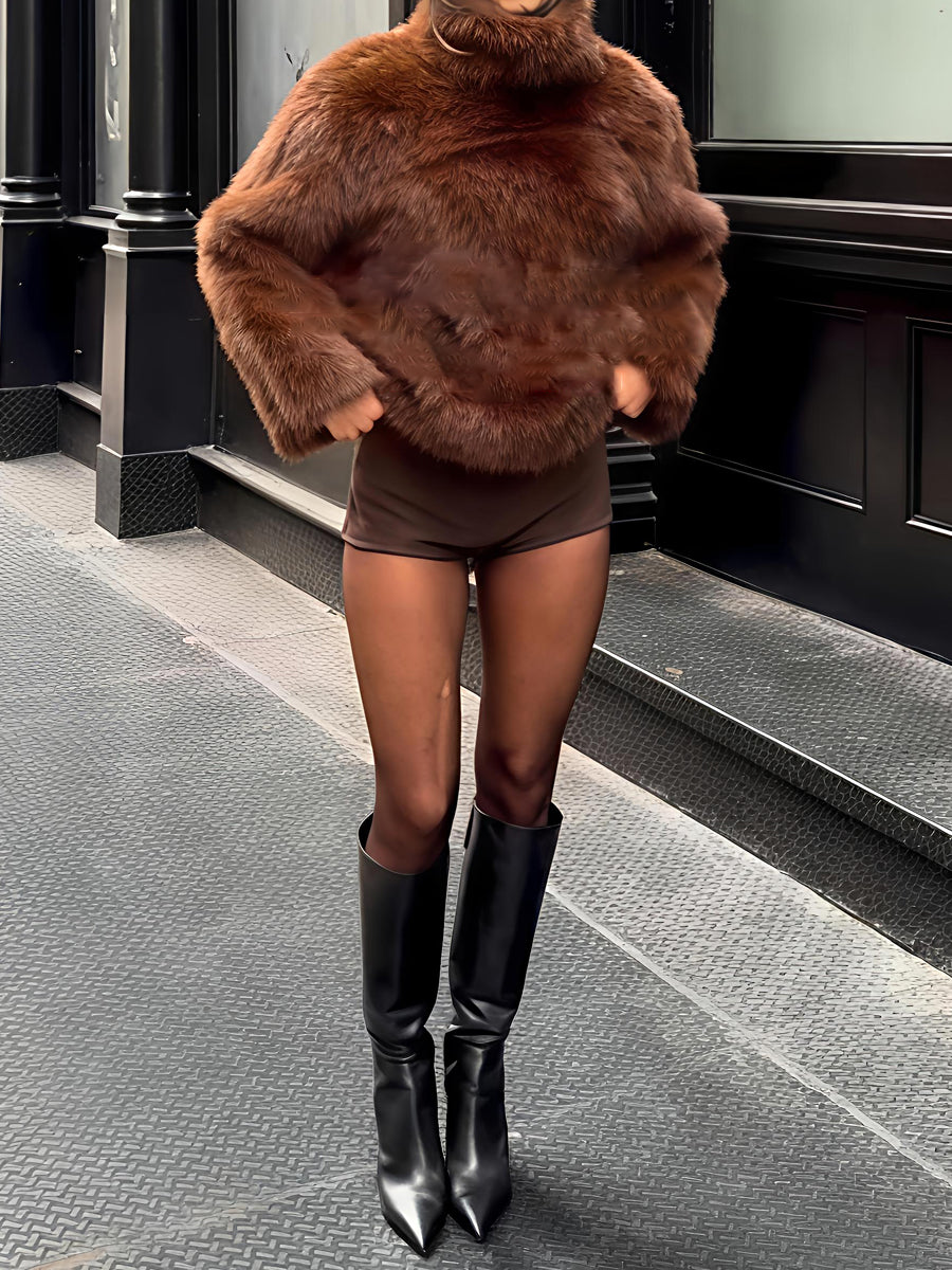 Faux Fur Cropped Pullover Jacket