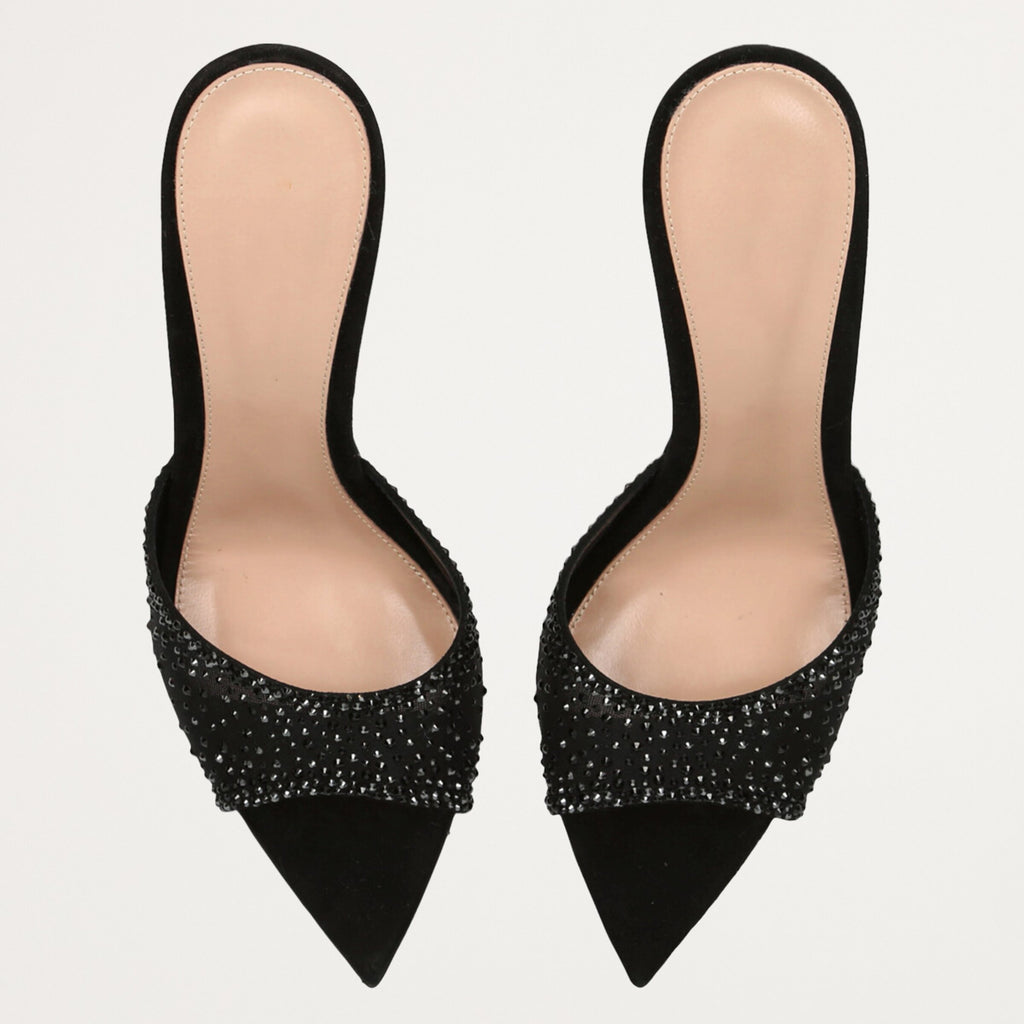 Ladies' Rhinestone Mesh Peep-Toe Mules