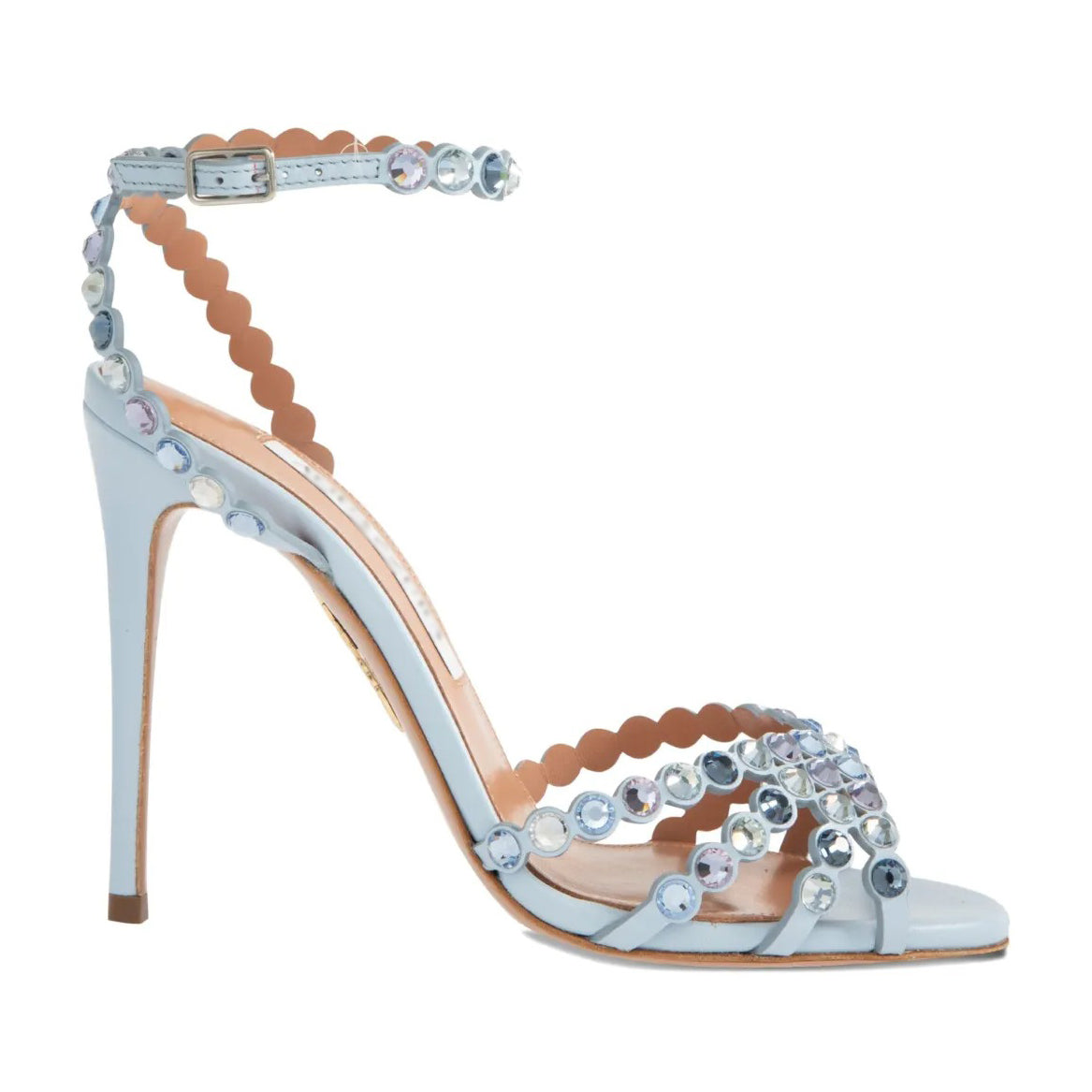 Ladies' Sky Blue Crystal Ankle-Strap Stiletto Sandals