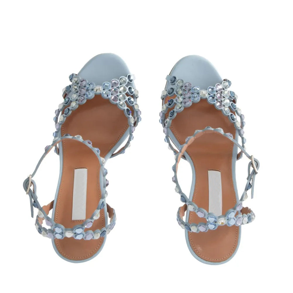 Ladies' Sky Blue Crystal Ankle-Strap Stiletto Sandals
